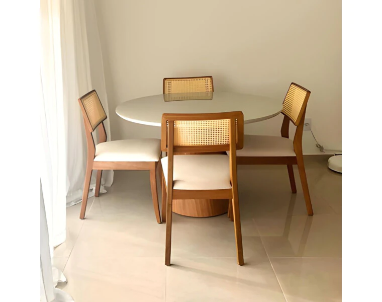 Conjunto Mesa Redonda 1m com 4 Cadeiras
